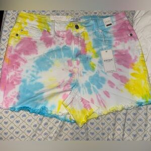 Judy Blue Women's Colorful Tie-Dye Jean Shorts 150082 size XL